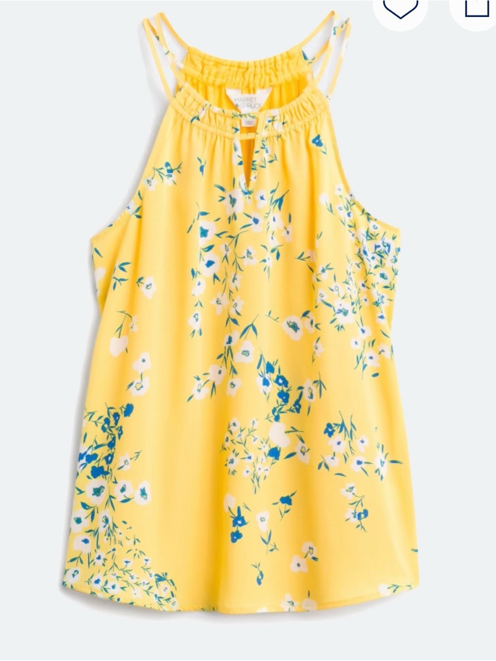 41 Hawthorn Yellow Floral Halter Tank Top